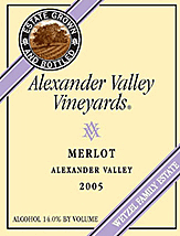 Alexander Valley Vineyards 2005 Merlot Estate